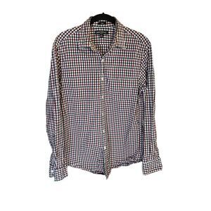 J.Crew Mercantile slim flex, men’s red white and blue button front shirt, size m